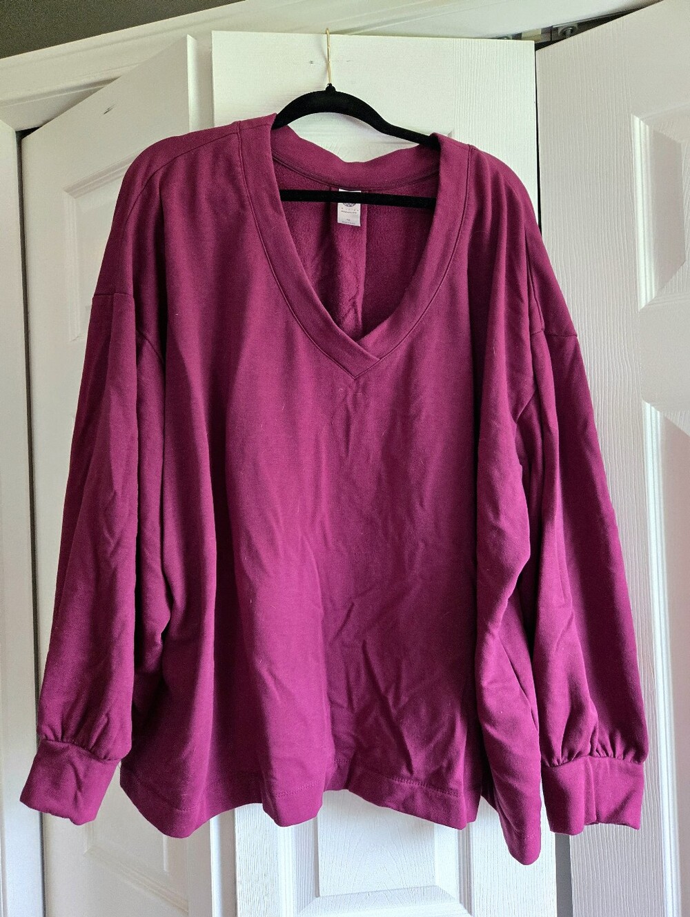 TE VERDE V-Neck Sweatshirt Pullover 3X Berry